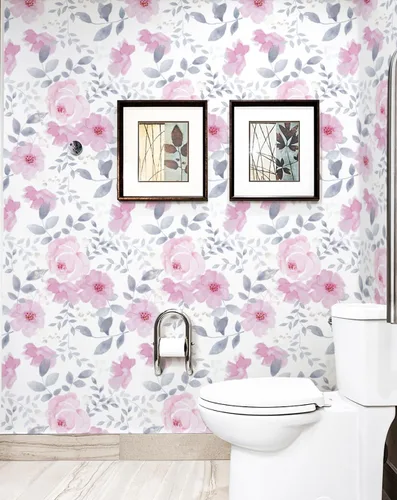 Miniatura 7 de Cohoo Home Papel de contacto floral para despegar y pegar, papel de contacto rosa con flores florales para gabinete, autoadhesivo, extraíble, papel