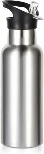 Miniatura 46 de Volhoply Botella de agua aislada para niños de 17 onzas, botellas de agua de acero inoxidable con tapa con pajilla, botella de agua de metal al