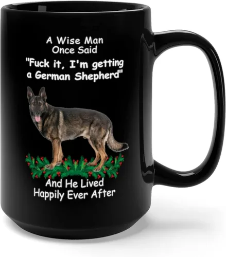 Miniatura 3 de Divertida taza de café negra con diseño de pastor alemán Sable A Wise Man Once Said Christmas 2025