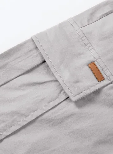 Miniatura 9 de JMIERR Pantalones cortos de sarga para hombre con cordón de algodón clásico elástico con 6 bolsillos