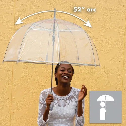 Miniatura 4 de ShedRain Bubble Umbrella See Through, Rain & Windproof Umbrella - Perfect for Weddings, Prom, Outdoor Events - Automatic Open, Flower Print
