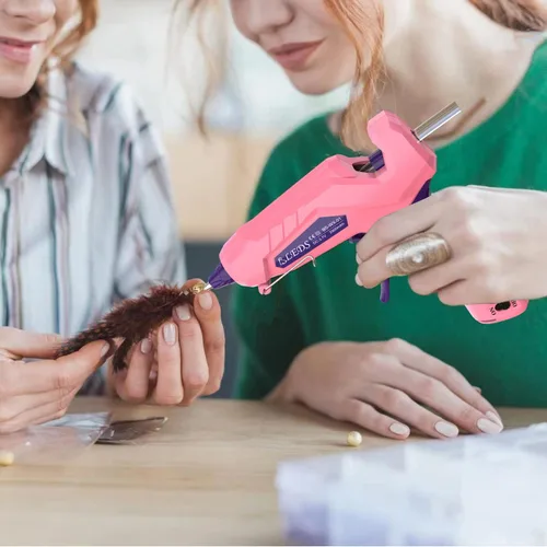 Miniatura 8 de BLEDS Pistola de pegamento caliente inalámbrica, kit de mini pistola de pegamento de precalentamiento rápido con 30 barras de pegamento y estuche