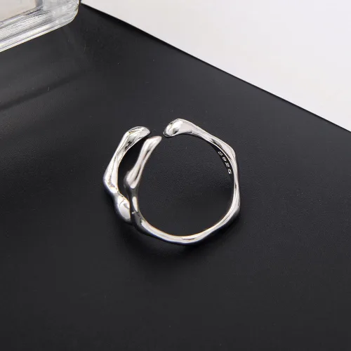 Miniatura 256 de Anillo de plata de ley 925, minimalista, ajustable, hecho a mano, para mujeres y niñas