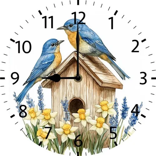 Miniatura 8 de Reloj de pared de pájaro para decoración de pared, funciona con pilas, sin tictac, silencioso, de cuarzo, analógico, rústico, estilo rural, redondo