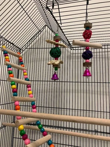 Miniatura 6 de Jaula portátil para pájaros de vuelo mediano colgante de 37 pulgadas para cacatúa, sol, quáquero, periquero, mejilla verde, loro, pinzón, canario