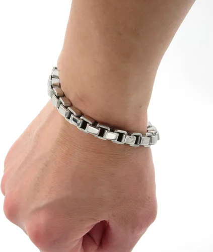 Miniatura 5 de Pulsera de acero inoxidable con cadena de eslabones para hombre, 0.315 in