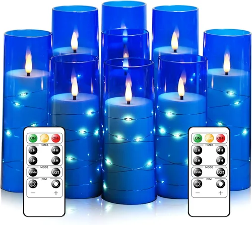 Miniatura 12 de kakoya Velas LED sin llama con temporizador, 9 velas parpadeantes sin llama para ambiente romántico y decoración del hogar, carcasa acrílica