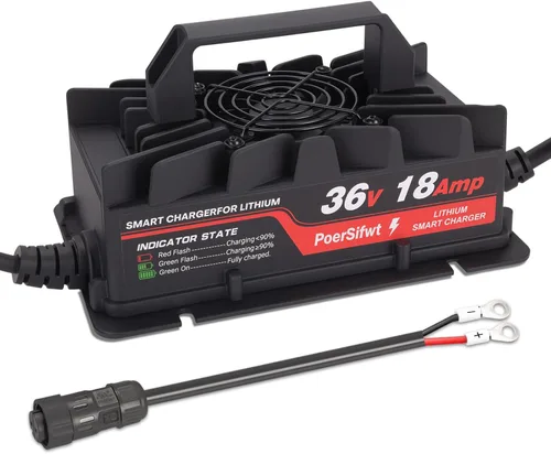 Cargador de batería de litio de 43.8 V 18 A, impermeable IP65, para batería LiFePO4 de 36 V (38.4 V), ideal para carros de golf, vehículos