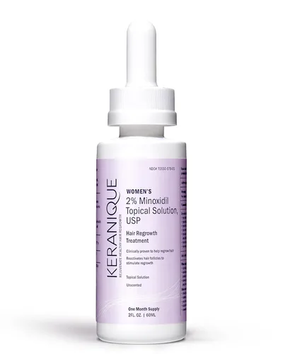 Keranique Tratamiento para el crecimiento del cabello para mujeres, 2% de minoxidil para mujeres, crecimiento del cabello, fuerza y engrosamiento,