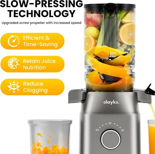 Miniatura 6 de olayks. Máquinas exprimidoras, exprimidor de prensa fría de alto rendimiento de jugo para frutas y verduras, máquina masticadora con receta de jugo