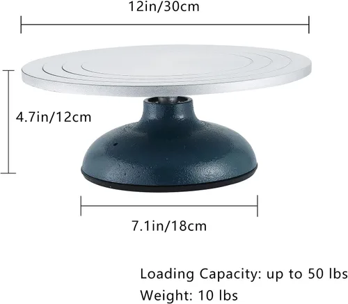 Miniatura 2 de MYFULLY Rueda de cerámica para esculpir de 12 pulgadas de diámetro, rueda de metal de hierro fundido resistente para decoración de cerámica