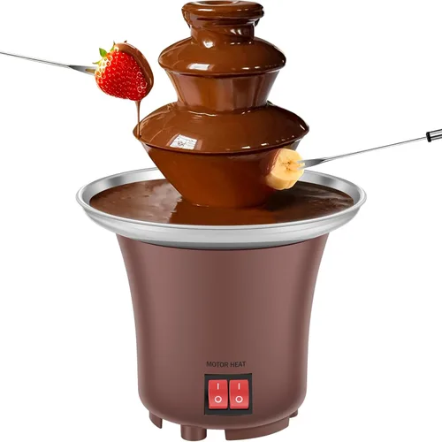 Máquina eléctrica de fuente de fondue de chocolate de 3 niveles, mini fuente de chocolate de acero inoxidable, máquina de fusión de fuente de fondue