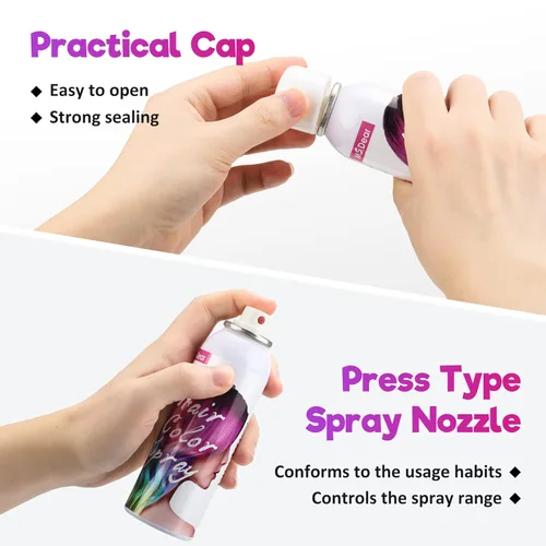 Miniatura 8 de Spray de color blanco para cabello blanco de un solo uso para el día del cabello loco, fiesta de Navidad, temporal, lavable, tinte para el cabello