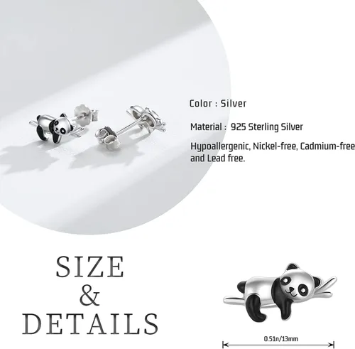 Miniatura 7 de Pendientes de animal de plata de ley 925 con diseño de pandakoalaperezoso, joyería de animales, regalo para mujeres y niñas, aretes hipoalergénicos