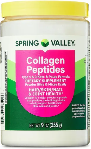 Miniatura 2 de Spring Valley - Polvo de péptidos de colágeno de 8.99 oz (9 onzas), proteína hidrolizada (tipo I y III), colágeno en polvo keto para mujeres
