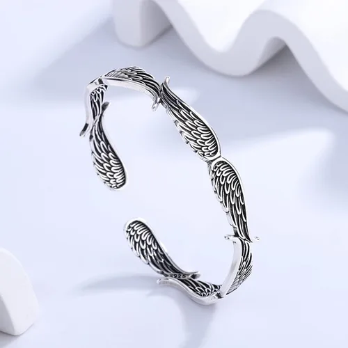 Miniatura 6 de YURAOER Pulsera vintage de alas de ángel Pulsera ajustable chapada en plata de cobre con alas de ángel guardián para parejas para mujeres