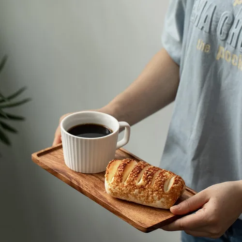 Miniatura 4 de Vandroop Bandeja de madera para servir, pequeñas bandejas decorativas para fiestas, aperitivos, té/café y queso, juego de 2 tablas de madera hechas