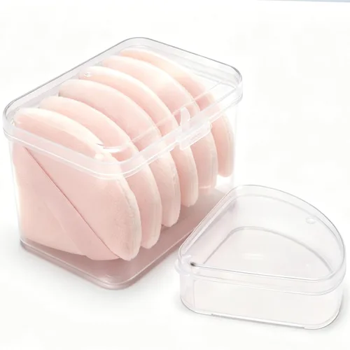 Miniatura 9 de Ocim 10 piezas de pomo triangular de polvo para polvo facial, pomo de belleza suave de terciopelo triangular, maquillaje prensado, esponjas de polvo