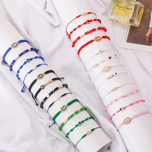 Miniatura 2 de BONITTER 2412 pulseras mexicanas de la Virgen María San Judas para las mujeres, cuerda roja, mal de ojo, cuentas verdes, tobilleras, joyería