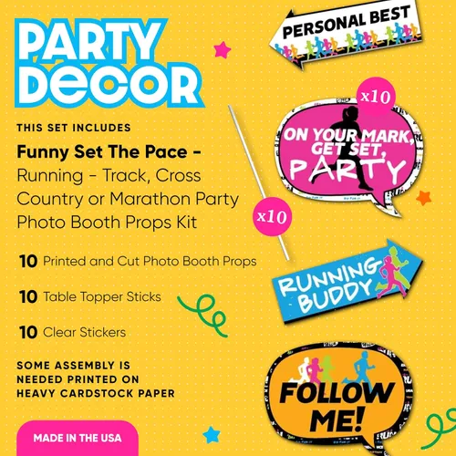 Miniatura 3 de Big Dot of Happiness Set The Pace - Kit de accesorios divertidos para cabina de fotos para fiesta de correr, 10 piezas, decoración de fiesta