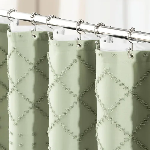 Miniatura 13 de Dynamene Cortina de ducha de tela de 36 x 72 pulgadas, diseño bohemio, geométrico, a rayas, para baño, juego de cortina de ducha estrecha gruesa