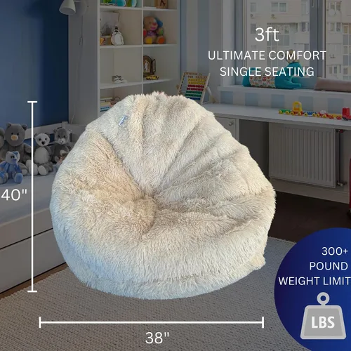 Miniatura 3 de Funda para silla de puf con almacenamiento de animales de peluche (sin relleno) para niños y adultos. Puf extragrande tipo nido de pájaro suave