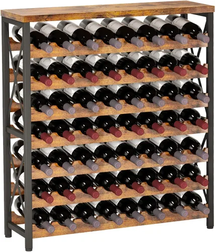 Homeiju Estante de vino para 56 botellas, estante independiente de madera, estante de almacenamiento de vino apilable con mesa para sala de estar,
