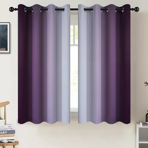 Miniatura 87 de COSVIYA Cortinas 100% Opacas Azul Degradado con Lazos Ajustables para Cocina Aislamiento Térmico Oscurecimiento de Habitación Cenefa con Bolsillo