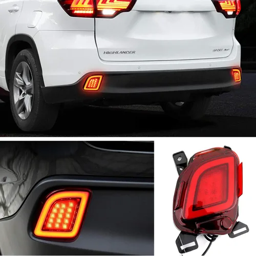 Miniatura 5 de GeeGee Conjunto de luz antiniebla de parachoques trasero LED de lente roja, compatible con Toyota Highlander 2015-2018, funciona como lámpara