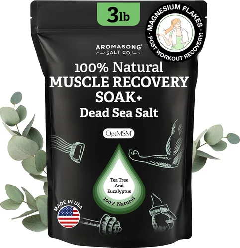 Aromasong Baño de recuperación muscular de 3 libras, sal de baño natural con sal del mar muerto, MSM puro, copos de magnesio y aceites esenciales