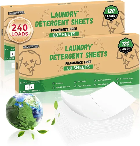 Miniatura 9 de Sábanas de detergente para ropa – Aroma de lino fresco, 200 cargas (100 hojas), sin plástico para viajes, dormitorios, hogar, apartamentos