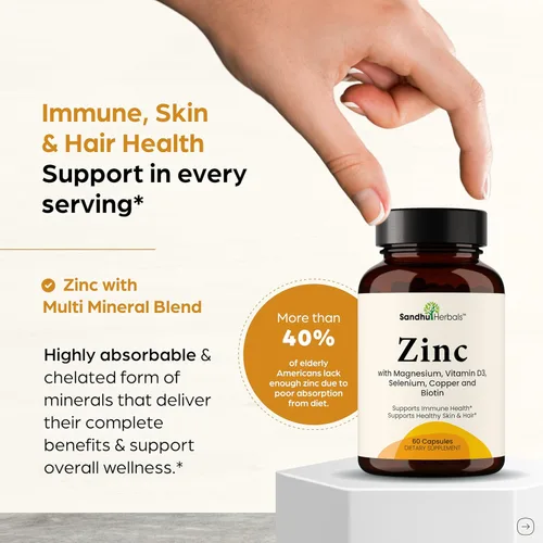 Miniatura 4 de Zinc 30mg con cobre, selenio y vitamina D3 60 cápsulas Magnesio, vitamina B6, complejo de biotina Suplementos de zinc quelado absorbible