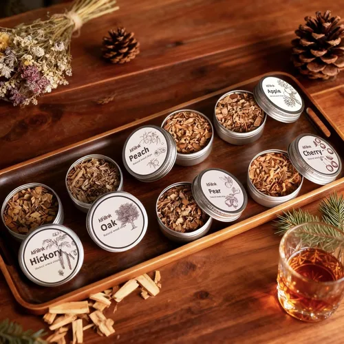 Miniatura 5 de Kit de ahumador de whisky con antorcha, sin butano, chips de madera de 6 sabores, 2 vasos de whisky, 2 moldes redondos para cubitos de hielo, kit