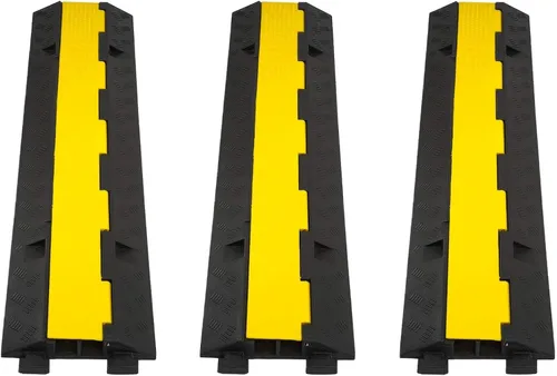 Miniatura 14 de CXRCY Rampa de cable, 1 paquete de 5 canales, protector de cable de goma de PVC, capacidad de 18,000 libras, resistente, protección de canales