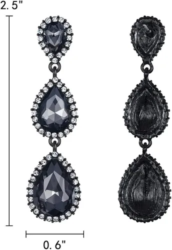 Miniatura 93 de EleQueen Pendientes de cristal austriaco en tono dorado para mujer, forma de pera de 2.5 pulgadas, color esmeralda