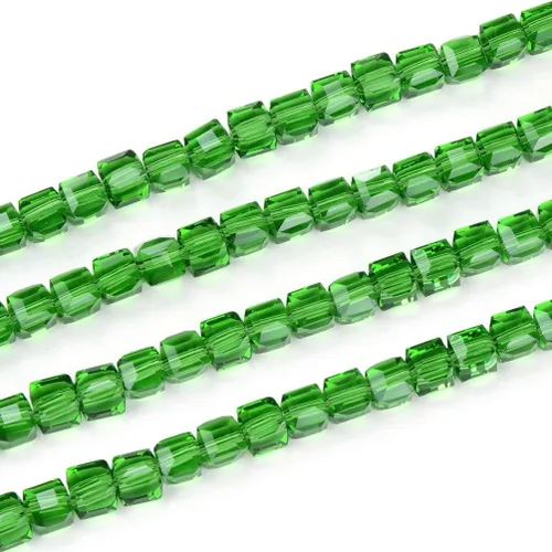 Miniatura 9 de 2 hebras checas de cristal en forma de cubo facetado sueltas cuentas espaciadoras a granel 0.236 in (0.24 pulgadas) Peridot Shimmer (190-196 piezas)