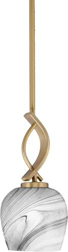 Miniatura 107 de Toltec Lighting Cavella Stem Colgado Mini colgante, acabado grafito, vidrio de muselina blanca de 4 pulgadas