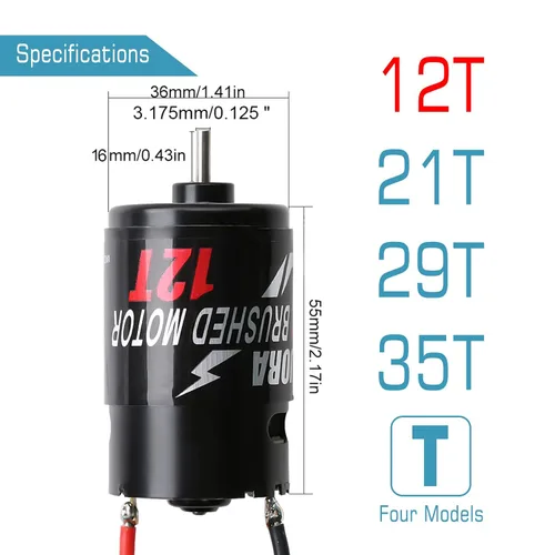 Miniatura 2 de INJORA Motor RC 550 cepillado a prueba de agua para 1/10 camión de carrera corta Slash VKAR 10SC HPI HoBao HuanQi 727 (12T)