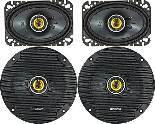 KICKER Paquete de 2 artículos: Serie CS Dos altavoces coaxiales de 6.5 "4 ohmios y dos altavoces coaxiales de 4 "x6" 4 ohmios - 1 x 46CSC654, 1 x