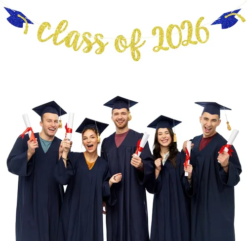 Miniatura 3 de Banner de la clase de 2026 – Cartel de graduación 2026, felicitaciones graduadas, decoraciones de fiesta de graduación de escuela
