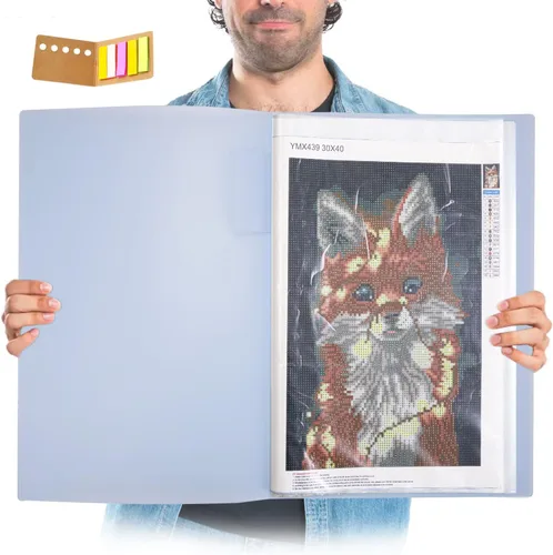 Estuche de Portafolios de Arte A3 40 Páginas, Libro de Almacenamiento para Pintura de Diamantes, Protector de Bolsillo con Etiquetas de Índice,