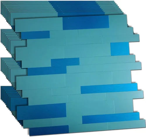 Miniatura 10 de XUANINY 10 hojas de azulejos metálicos despegar y pegar para protector contra salpicaduras, autoadhesivos de aluminio 3D, adhesivos de pared