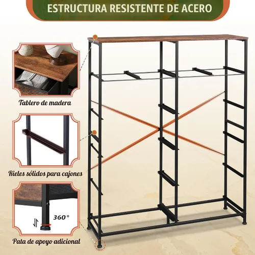 Miniatura 7 de WLIVE Cómoda alta para dormitorio con 12 cajones, cómodas y cajoneras, cómodas de tela para closet, organizador de cómoda de almacenamiento