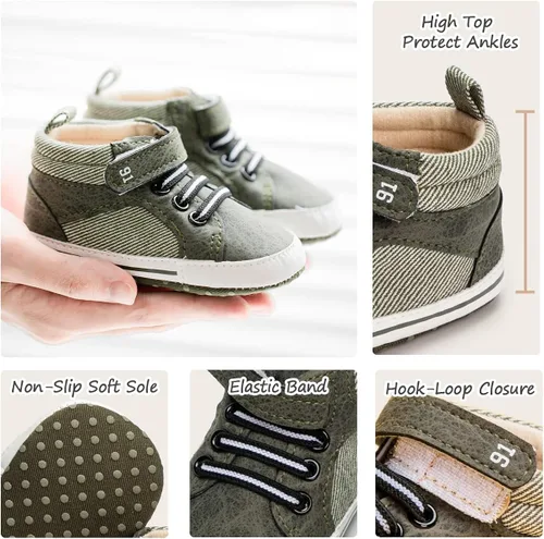 Miniatura 3 de KaKaKiKi - Tenis de lona para bebé infante niños tenis con suela de goma antideslizante tenis de caramelo caminantes primerizos precaminando tenis