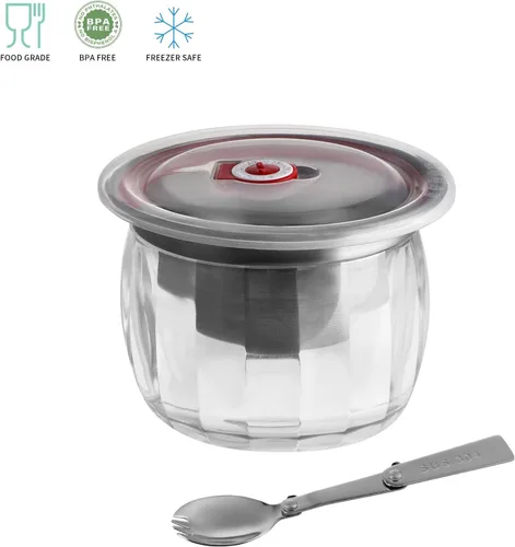 Miniatura 2 de MOLIGOU Cuenco de inmersión refrigerado con tapa, cuenco de 22 onzas para servir refrigerado para fiestas, cuenco de inmersión en hielo con tenedor