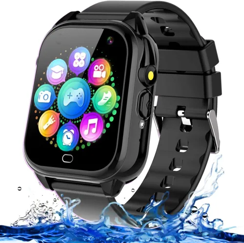 Tywop Reloj inteligente impermeable para niños y niñas de 3 a 12 años, juguetes de aprendizaje con 26 juegos, cámara, video, pantalla táctil de
