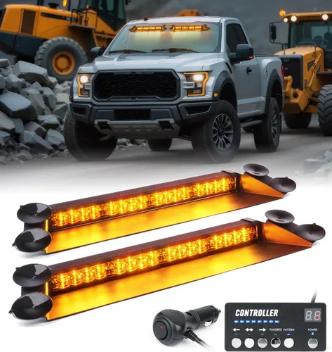 Miniatura 9 de LUMENIX Barra de luces estroboscópicas de emergencia LED para salpicadero con controlador, parabrisas, visera, advertencia de seguridad, luz