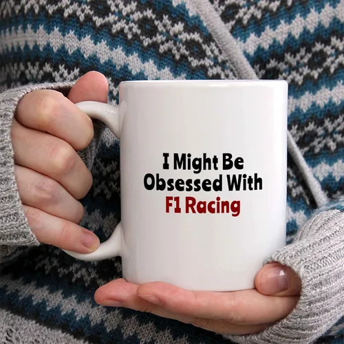 Miniatura 2 de Taza de café con texto en inglés "I Might Be Obsessed With F1 Racing", divertido regalo de carreras de autos de carreras, taza de cerámica, regalo