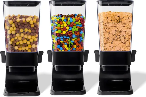 Miniatura 15 de Dispensador de cereales para encimera, 1 paquete, dispensador de alimentos secos, organizador de aperitivos, recipientes delgados de almacenamiento