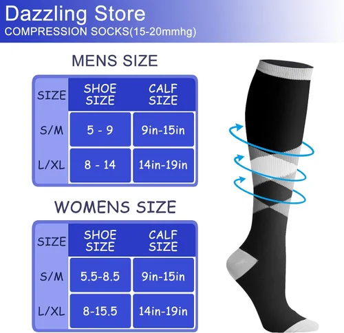 Miniatura 5 de Los calcetines de compresión de 15-20 mmHg son los mejores atléticos para hombres y mujeres, correr, vuelo, viajes, enfermeras embarazadas